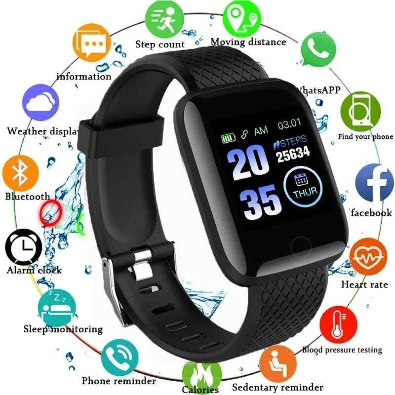116plu-Smart-Watch-Men-Blood-Pressure-Waterproof-Smartwatch-Women-Heart-Rate-Monitor-Fitness-Tracker-Watch-Sport