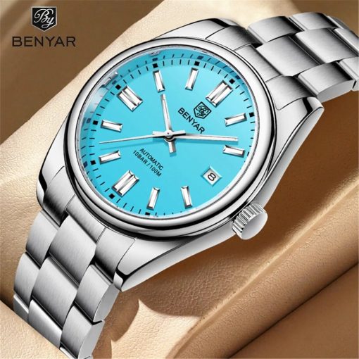 2023 Benyar New Luxury Men Mechanical Wristwatches 10bar Waterproof Automatic Watch Stainless Steel Sports Diving Watch