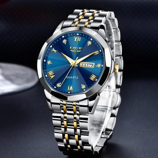 2023 New Lige Top Brand Luxury Man Wristwatch Waterproof Luminous Date Week Men Watches Stainless Steel 2