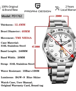 2023 New 40mm Pagani Design Nh34 Men S Gmt Automatic Mechanical Watches Sapphire Stainless Steel Waterproof