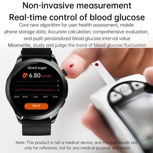 2023 New Blood Glucose Monitor Health Smart Watch Men Women Ecg Ppg Blood Pressure Thermometer Ip68 3