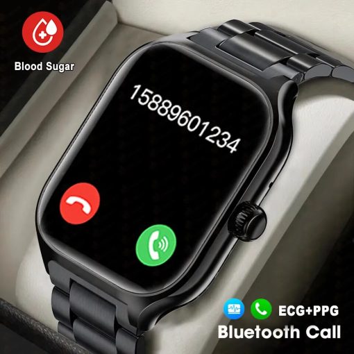 2023 New Blood Glucose Monitoring Smart Watch Men Women 2 01 Inch Sport Fitness Watch Siri