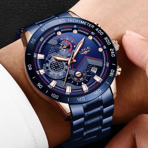 2023 New Lige Fashion Mens Watches Stainless Steel Top Brand Luxury Sport Chronograph Quartz Withwatch For 3