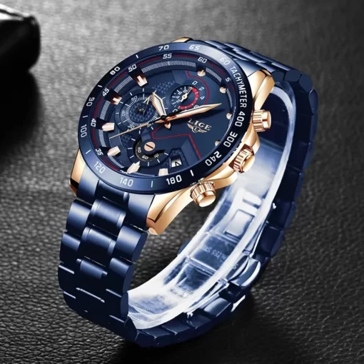 2023 New Lige Fashion Mens Watches Stainless Steel Top Brand Luxury Sport Chronograph Quartz Withwatch For