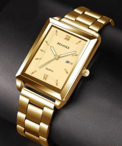 2023 Top Brand Luxury Watches For Men Fashion Quartz Wristwatch Square Gold Stainless Steel Business Clock 1