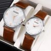 2pcs Fashion Couple Set Watches Luxury Men Women Business Casual Leather Quartz Watch Simple Brown Wristwatch