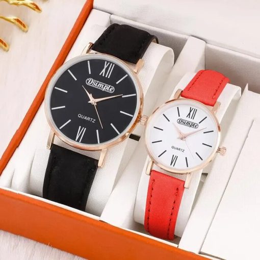 2pcs Fashion Couple Set Watches Luxury Men Women Business Casual Quartz Watch Simple Leather Wristwatch Relogio 2