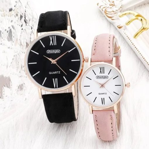 2pcs Fashion Couple Set Watches Luxury Men Women Business Casual Quartz Watch Simple Leather Wristwatch Relogio 3