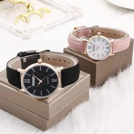 2pcs Fashion Couple Set Watches Luxury Men Women Business Casual Quartz Watch Simple Leather Wristwatch Relogio 4