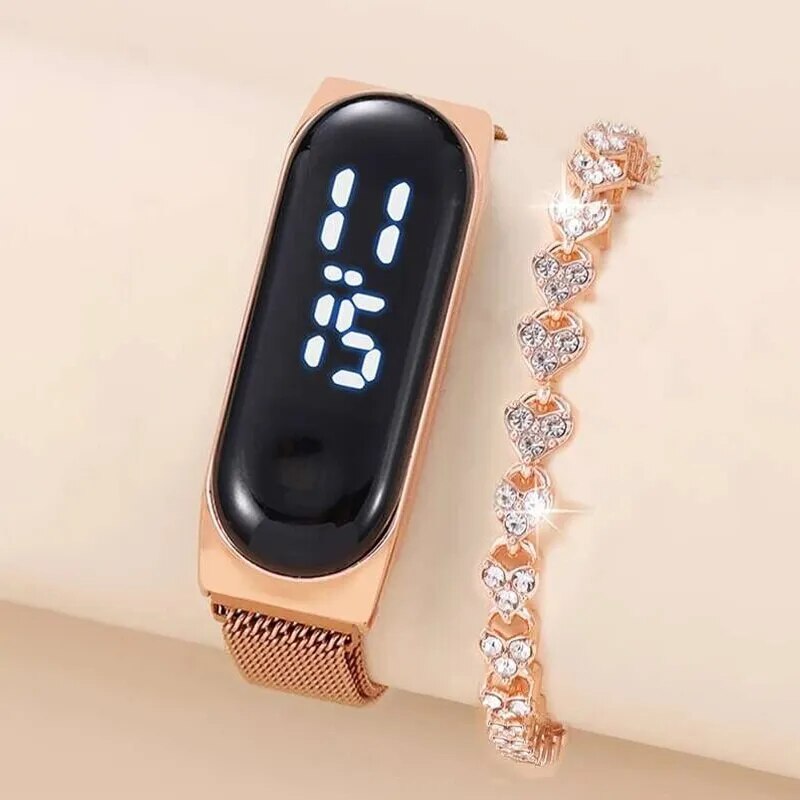 2PCS-Set-Women-Diamond-Bracelet-Set-LED-Watch-Magnetic-Waterproof-Touch-Feminine-Clock-Fashion-Digital-Watches