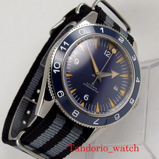 41mm St1612 Movement Automatic Men S Wristwatch Sapphire Crystal Luminous Auto Date Nylon Strap 1