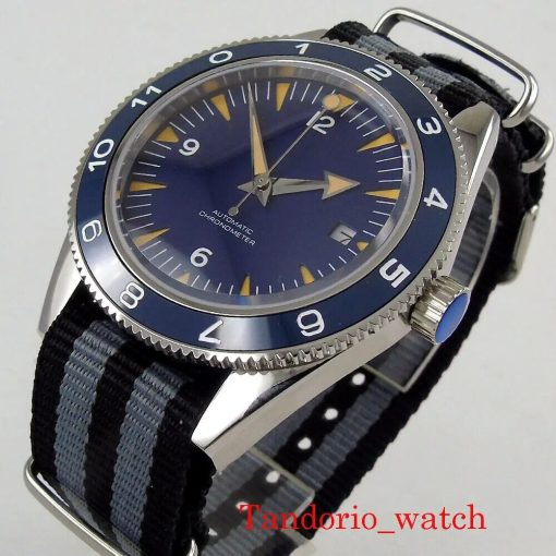 41mm St1612 Movement Automatic Men S Wristwatch Sapphire Crystal Luminous Auto Date Nylon Strap 2