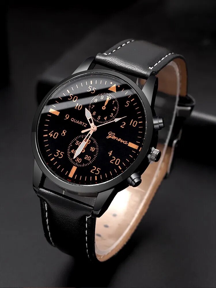 4pcs-Fashion-Business-Casual-Men-s-Belt-Quartz-Watch-with-PU-Woven-Bracelet-Set-1