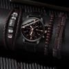 4pcs Fashion Business Casual Men S Belt Quartz Watch With Pu Woven Bracelet Set