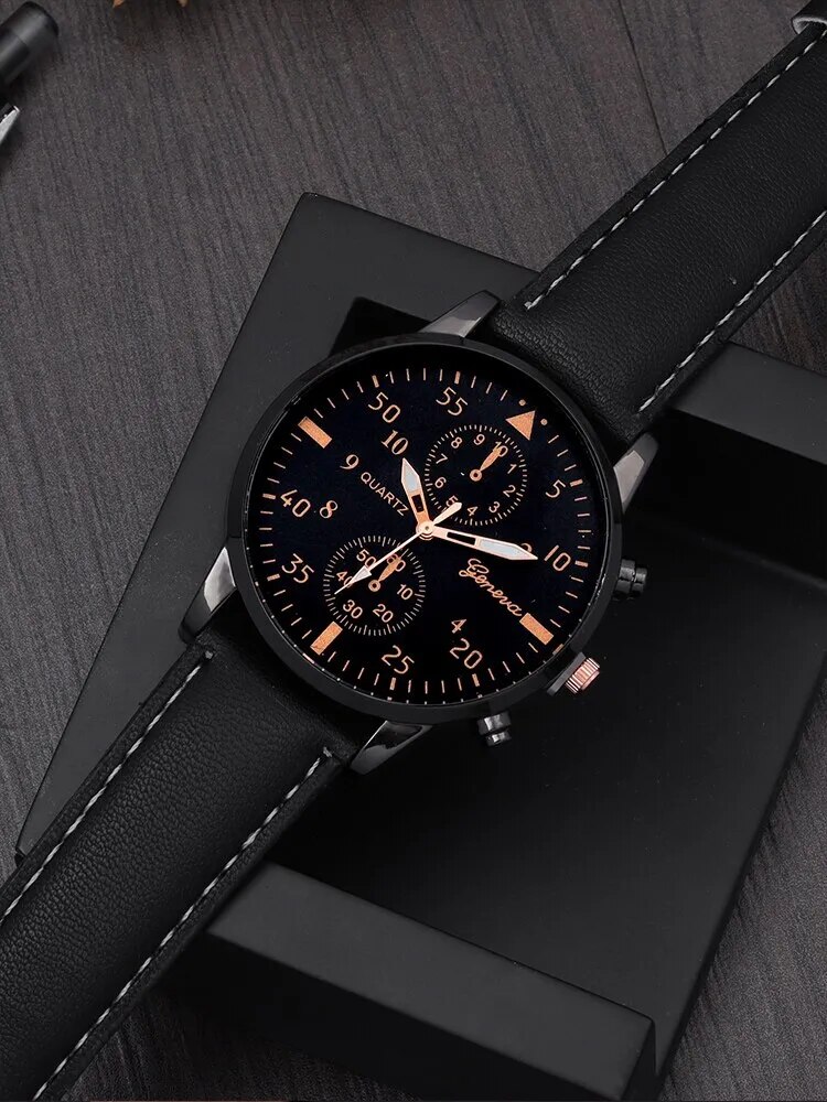 4pcs-Fashion-Business-Casual-Men-s-Belt-Quartz-Watch-with-PU-Woven-Bracelet-Set-3