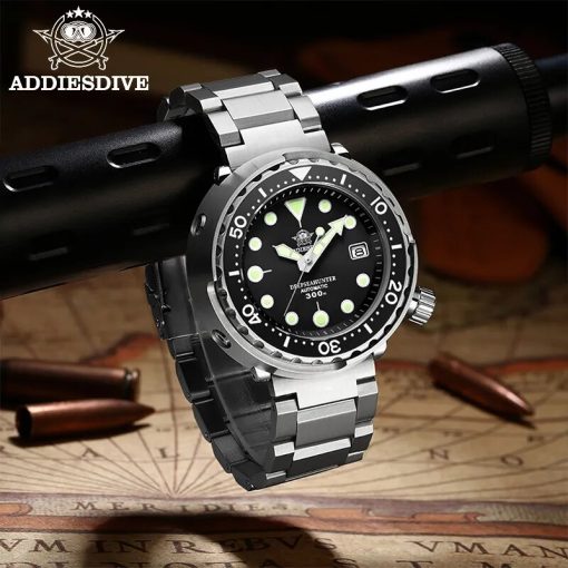 Addiesdive Automatic Mechanical Watch Male American Stainless Steel Scratch Proof Waterproof Diving Watch Business Leisure Watch 4