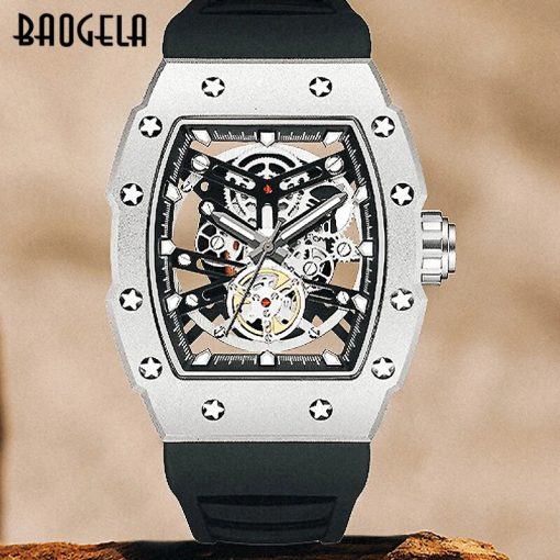 Baogela Top Brand Watches For Men Fashion Sport Waterproof Mechanical Wind Watch 50bar Casual Stainless Watch 1