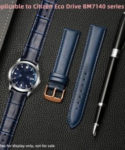 Blue Genuine Leather Strap For Men Suitable For Citizen Eco Drive Bm7140 Series Business Wristband Women