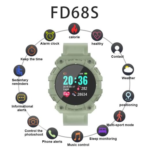 Bluetooth Fitness Tracker Sports Smart Watch Reminder Color Screen Fd68s Health Monitoring Wear Watch Black 3