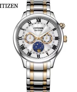 Citizen Men S Quartz Watch Starry Sky Date Moon Phase Multifunctional Business Waterproof Leather Strap Watch 1