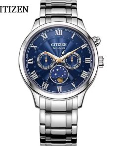Citizen Men S Quartz Watch Starry Sky Date Moon Phase Multifunctional Business Waterproof Leather Strap Watch