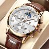 Casual Men Watch Luxury Leather Waterproof Sport Quartz Wristwatch Chronograph Military Watch For Men Relogio Masculino