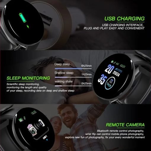 D18 Smart Watch Men Women Smartwatch Blood Pressure Waterproof Digital Watches Sports Fitness Tracker Watch For 3