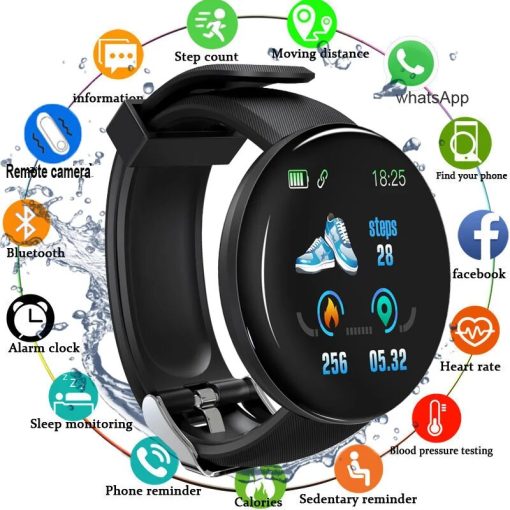 D18 Smart Watch Men Women Smartwatch Blood Pressure Waterproof Digital Watches Sports Fitness Tracker Watch For