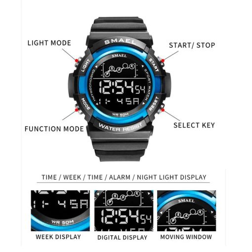 Digital Watches For Men 50m Waterpoof Watch Smael Sport Wristwatches Stopwatch Alarm Clock Stopwatch 1426 Big 2