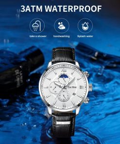 Ever Move Men Watch Fashion Leather Strap Quartz Watches Waterproof Luminous Calendar Top Brand Luxury Casual 1