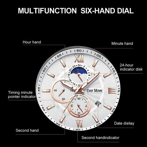 Ever Move Men Watch Fashion Leather Strap Quartz Watches Waterproof Luminous Calendar Top Brand Luxury Casual 2