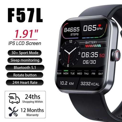 F57l Smart Watch Blood Glucose Sugar 1 9inch 50 Sport Smartwatch Men Women 24 Hour Heart