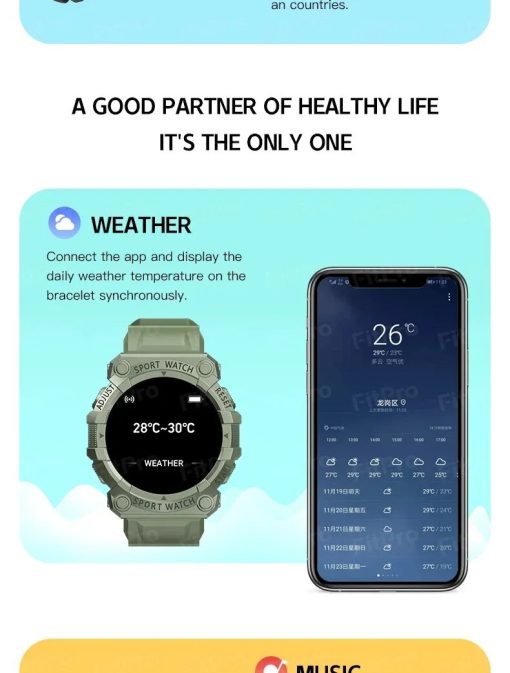 Fd68s Smart Watch Round Color Screen Heart Rate Bluetooth Connection Pedometer Music Weather Outdoor Smart Sports 2