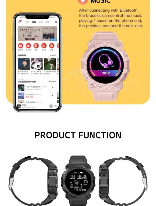 Fd68s Smart Watch Round Color Screen Heart Rate Bluetooth Connection Pedometer Music Weather Outdoor Smart Sports 3