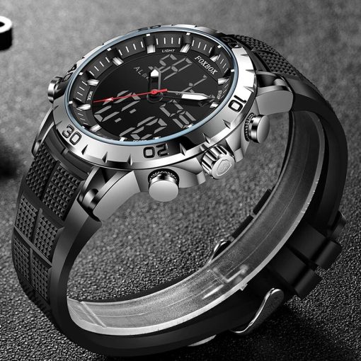 Foxbox Mens Watches Sports Top Brand Luxury Dual Display Quartz Watch Men Military Waterproof Clock Digital 1