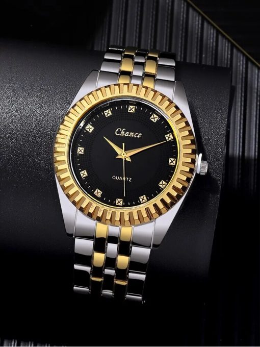 Fashion Business Men S Room Gold Steel Band Quartz Watch 2