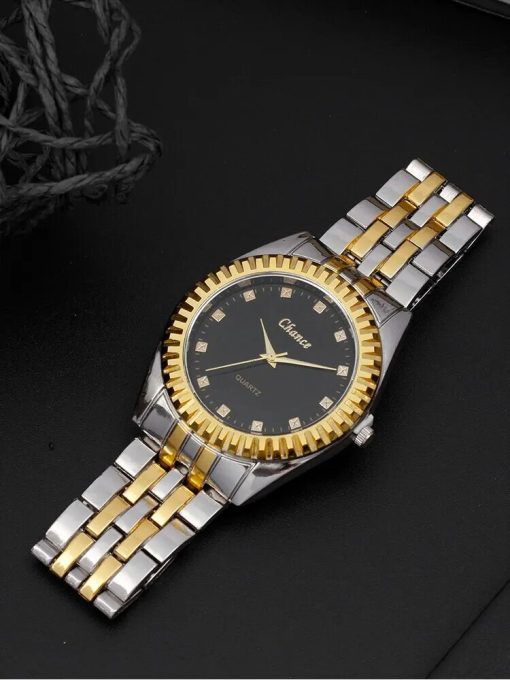 Fashion Business Men S Room Gold Steel Band Quartz Watch 3