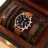 Fashion Mens Sports Watches Man Business Quartz Wristwatch Luxury Brown Leather Bracelet Men Casual Luminous Clock