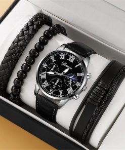 Fashion Mens Sports Watches Man Business Quartz Wristwatch Luxury Brown Leather Bracelet Men Casual Luminous Clock