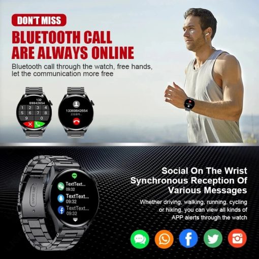 For Huawei Men Women Smart Watch New Bluetooth Call Full Touch Amoled Diy Dails Sport Waterproof 1