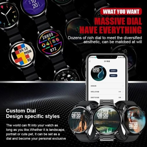 For Huawei Men Women Smart Watch New Bluetooth Call Full Touch Amoled Diy Dails Sport Waterproof 2