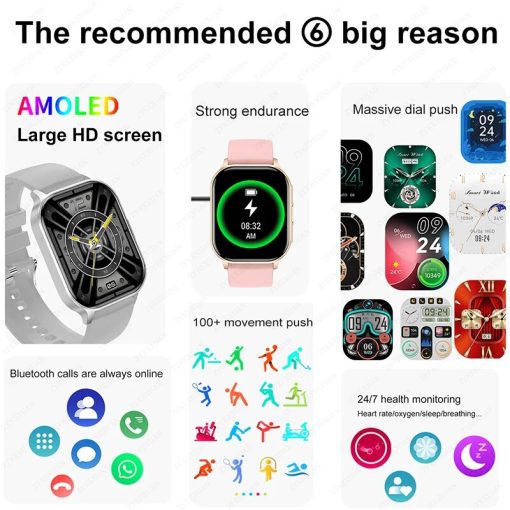 For Huawei Xiaomi Nfc Smart Watch Men 2 04inch Amoled Screen Blood Sugar Bluetooth Call Waterproof 1