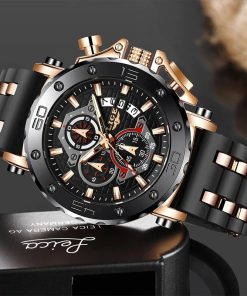 Lige 2023 New Fashion Leather Watch For Men Sport Quartz Chronograph Wristwatches Top Luxury Military Watch 1