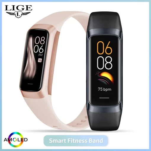 Lige Amoled Smart Watch Men 2023 Smart Band Women Heart Rate Blood Smartwartch Waterproof Smart Bracelet