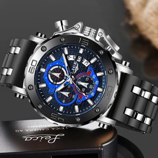 Lige Brand Luxury Quartz Man Watches Fashion Business Silicone Strap Waterproof Luminous Watch For Men Casual 2