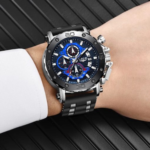 Lige Brand Luxury Quartz Man Watches Fashion Business Silicone Strap Waterproof Luminous Watch For Men Casual 4