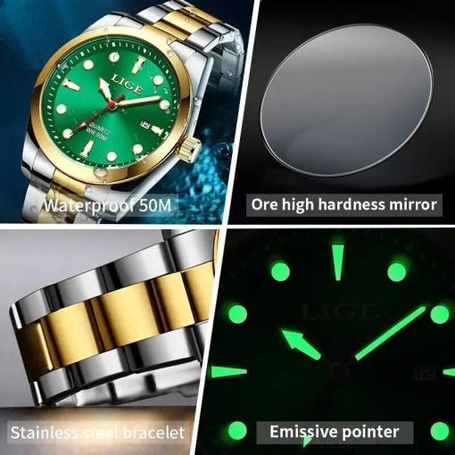 Lige Diver Watches For Men Fashion Military Waterproof Quartz Chronograph Wristwatches Top Luxury Sport Watch Men 8