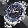 Lige Fashion Sport Watch For Men Luxury Dual Display Quartz Wristwatches Waterproof Military Chrono Alarm Male