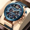 Lige Fashion Watch Man Luxury Chronograph Sport Mens Watches Quartz Wristwatches Leather Male Waterproof Clock Relogio