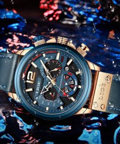 Lige Fashion Watch Man Luxury Chronograph Sport Mens Watches Quartz Wristwatches Leather Male Waterproof Clock Relogio